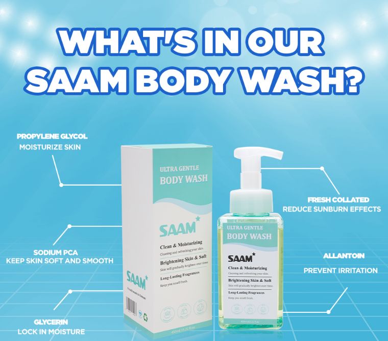 Saam body wash gentle cleanse and radiant skin