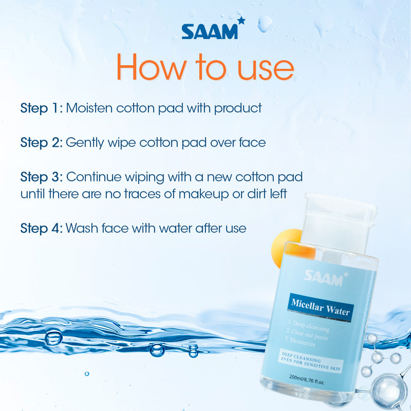 Saam micellar water deeply cleanses 9999 percent impurities and makeup
